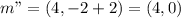 m" = (4,-2+2) = (4,0)