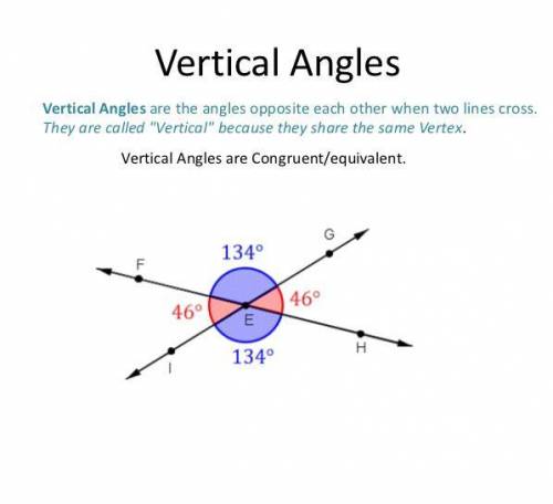Which angles are vertical to each other