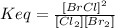 Keq=\frac{[BrCl]^2}{[Cl_2][Br_2]}