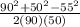 \frac{90^2+50^2-55^2}{2(90)(50)}