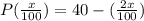 P(\frac{x}{100} )= 40-(\frac{2x}{100} )