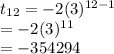 t_{12}=-2(3)^{12-1}\\=-2(3)^{11}\\=-354294