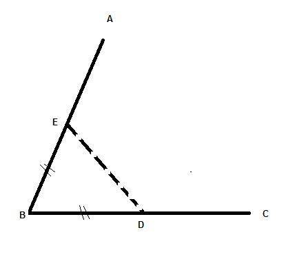 Angle ABC has point E on ray BA and point D on ray BC. Points Eand D are equidistant from point B. T