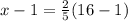 x - 1 = \frac{2}{5}(16-1)