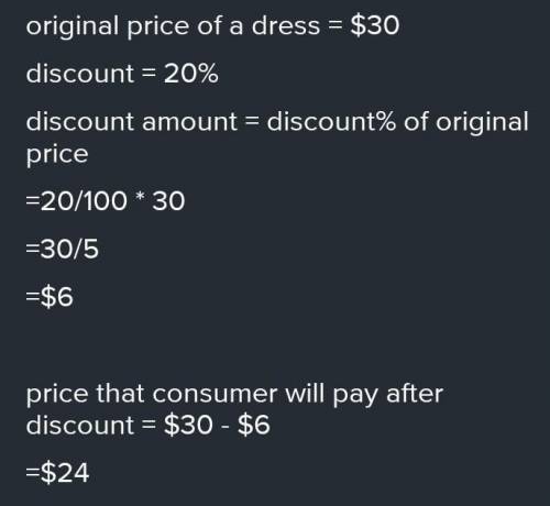 During a sale , a shop allows 20%

discount of the marked price of clothing . What will a costumer p