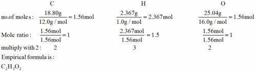 Analysis of a sample of a compound composed of carbon, hydrogen, and oxygen shows that the sample co
