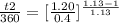 \frac{t2}{360} =[\frac{1.20}{0.4} ]^{\frac{1.13-1}{1.13} }