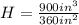 H = \frac{900in^3}{360in^2}
