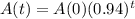 A(t) = A(0)(0.94)^t