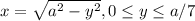 x=\sqrt{a^2-y^2},0\leq y\leq a/7
