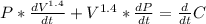 P*\frac{dV^{1.4}}{dt} +V^{1.4}*\frac{dP}{dt} = \frac{d}{dt}C