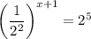 \displaystyle \bigg( \frac{1}{2^2} \bigg)^{x + 1} = 2^5