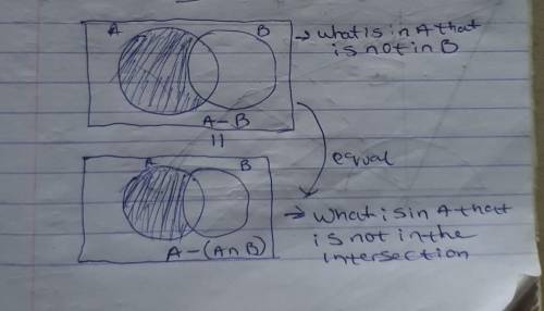 Prove that A - B = A-(A n B) using a Venn diagram​