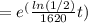 =e^({\frac{ln(1/2)}{1620}t)