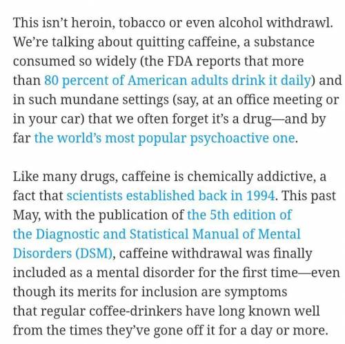 Help me please ! Many people seem to be addicted to Starbucks. List three things that could happen t