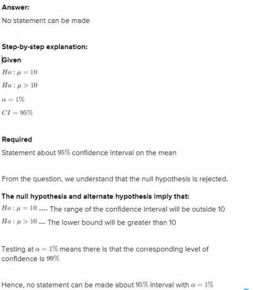 Suppose that you are testing the following hypotheses:

If the null hypothesis is rejected at the 1%