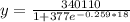 y = \frac{340110}{1 + 377e^{-0.259*18}}