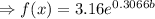 \Rightarrow f(x)=3.16e^{0.3066b}