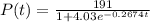 P(t) = \frac{191}{1+4.03e^{-0.2674t}}