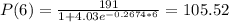 P(6) = \frac{191}{1+4.03e^{-0.2674*6}} = 105.52