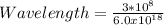 Wavelength = \frac {3 * 10^{8}}{6.0 x 10^{18}}