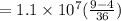 =1.1\times 10^7(\frac{9-4}{36} )