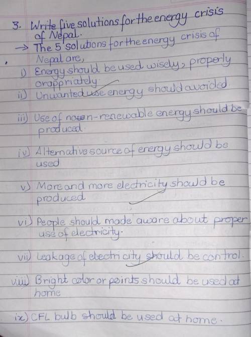 Write five solution for the energy crisis of Nepal​