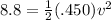 8.8=\frac{1}{2}(.450)v^2