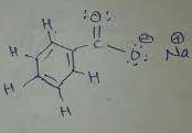 1. Draw the condensed structural formula of sodium benzoate showing all charges, atoms including any