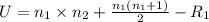 U = n_1 \times n_2 + \frac{n_1(n_1+1)}{2} - R_1