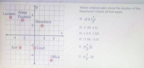 Which ordered pairs show the location of bleachers check all that apply