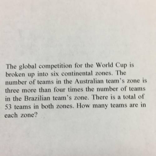 The global competition for the World Cup is broken up into six continental zones. The number of team