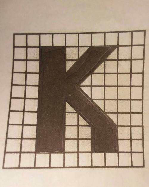 Find the Inside and outside perimeter of the letter K. Vertical and horizontal sides can be counted