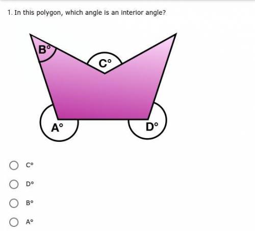 In this polygon, which angle is an interior angle? --> can anyone answer this question please?