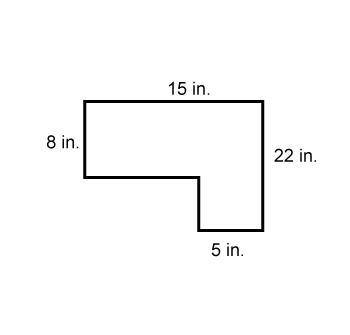 What is the area of the figure? 6-sided concave polygon with sides 22 inches, 5 inches, 14 inches, 1