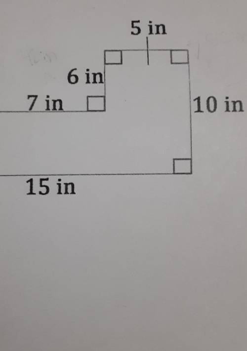 5. Find the area in square inches.5 in7 in6 in10 in15 in