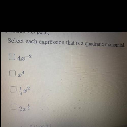 What expression is quadratic monomial?