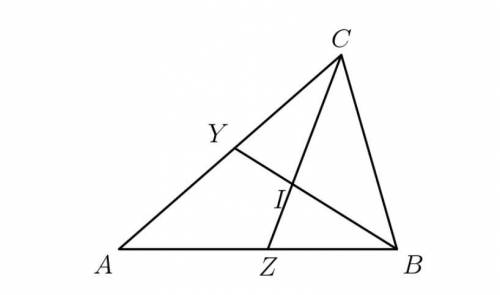 and  are angle bisectors of triangle ABC that meet at I as shown below, with CY = 4, AY = 6, and AB