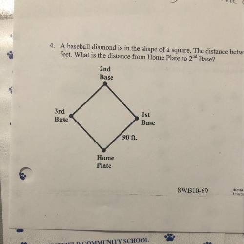 A baseball diamond is in the shape of a square. The distance between each of the consecutive bases i