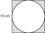 A circle is drawn within a square as shown.What is the best approximation for the area of the shaded