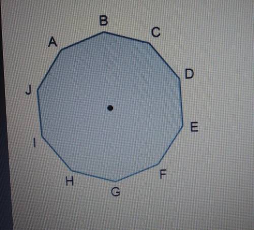 If this regular decagon is rotated counterclockwise by 3times the smallest angle of rotation, which