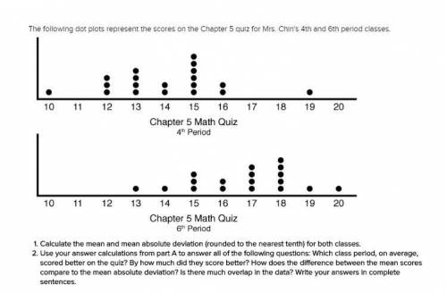PLEASE HELP ME The following dot plots represent the scores on the Chapter 5 quiz for Mrs. Chin's 4t