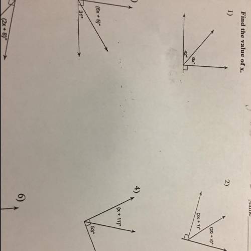 Find the value of x First four questions Photo I tried to ask for help in this before but someone ju