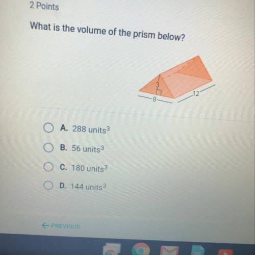 What is the volume of the prism below?