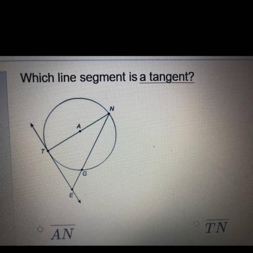 Which line segment is a tangent?  AN TE TN GN