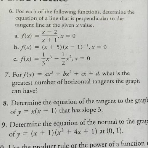 (Calculus)  What is the greatest number of horizontal tangents this graph can have?  (Question 7)