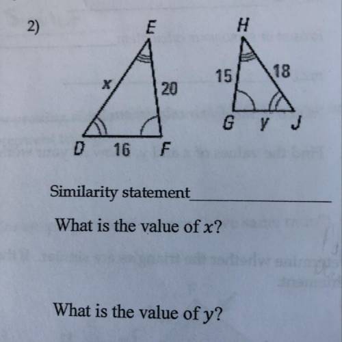 What is the value of x? What is the value of y?