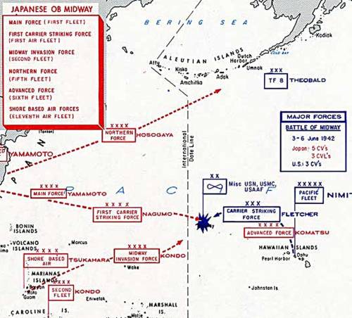 The map illustrates Yamamoto's plan to __________________________________ the Battle of Midway. A) h