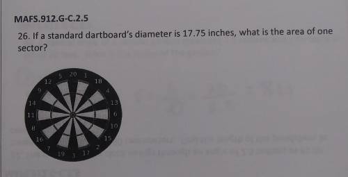 If a standard dartboard's diameter is 17.75 inches, what is the area of once sector?