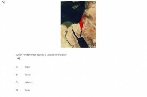 Which Mediterranean country is labeled on this map? A) Israel  B) Jordan  C) Lebanon  D) Syria